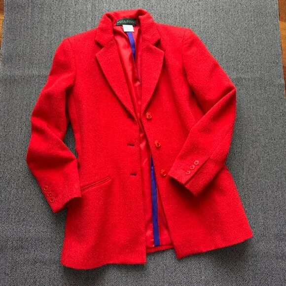 Wool Alpaca Blend Blazer Harvé Benard Red Jacket - Picture 10 of 17
